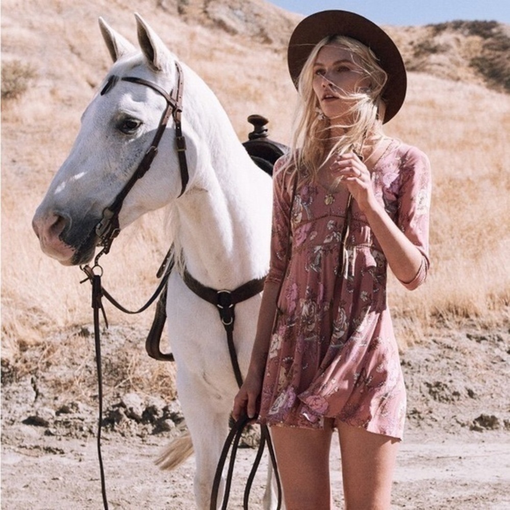 Spell and the Gypsy Collective Pink Floral Rosa 90s Mini Dress